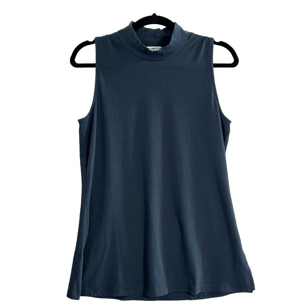 JAMES PERSE Women Sleeveless Mock Neck Jersey Knit Top Sz 3/L Green hb-19